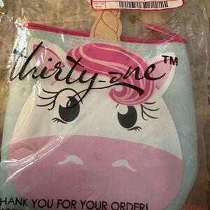 Thirty-One Pink and White Unicorn Pouch